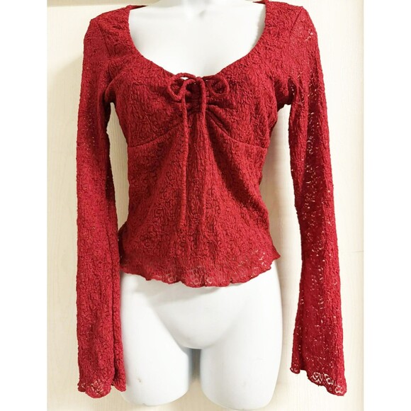 MADDEN Girl Vintage Y2K Women's Red Lace Babydoll Sweetheart Top sz. Small - Picture 2 of 8